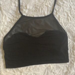 Crop black top with sheer on the top